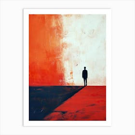 Man Walking On Red Road Art Print