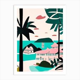 Koh Tao Thailand Muted Pastel Tropical Destination Art Print