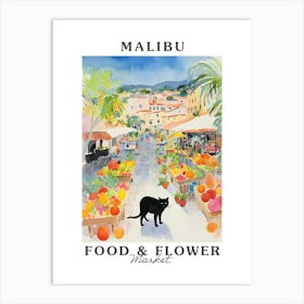 Food Market With Cats In Malibu 2 Poster Art Print