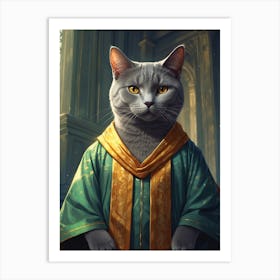 Cat In Robe 1 Art Print