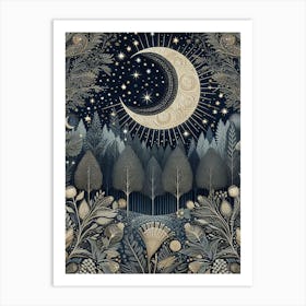 Moon In The Forest 6 Art Print