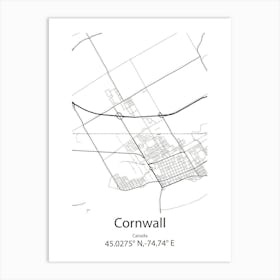 Cornwall,Canada Minimalist Map Art Print