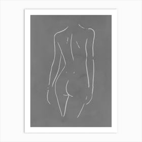 Female Body Sketch 1 Gray Art Print