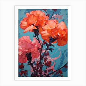 Surreal Florals Carnation Dianthus 1 Flower Painting Art Print