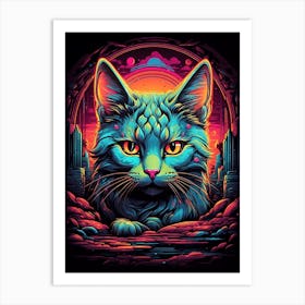 Psychedelic Cat 4 Art Print