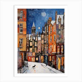 Cat In The Streets Of Edinburgh   Scotland With Snow 2 Art Print
