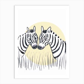 Zebras In Love Art Print