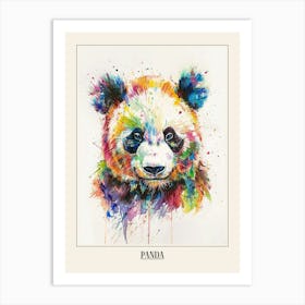 Panda Colourful Watercolour 2 Poster Art Print