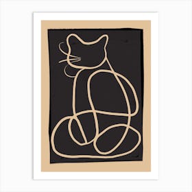 Abstract Line Art Cat Art Print