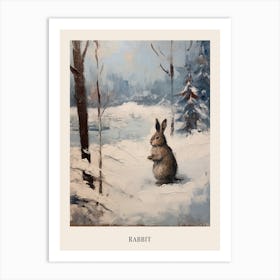 Vintage Winter Animal Painting Poster Rabbit 1 Art Print