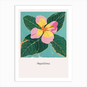 Impatiens 2 Square Flower Illustration Poster Art Print