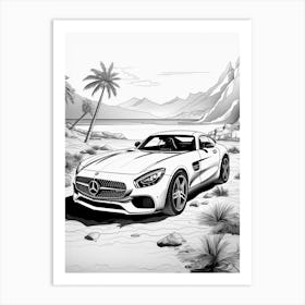 Mercedes Benz Amg Gt Tropical Drawing 1 Art Print