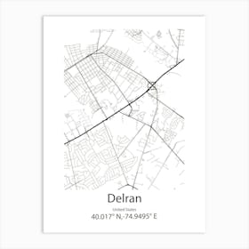 Delran,United States Minimalist Map Art Print