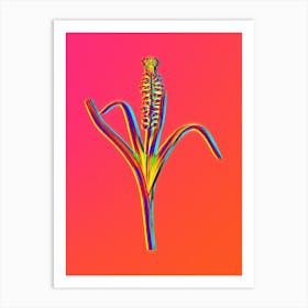 Neon Grape Hyacinth Botanical in Hot Pink and Electric Blue Art Print