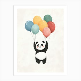 Panda With Balloons Art Print