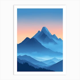 Misty Mountains Vertical Composition In Blue Tone 63 Art Print