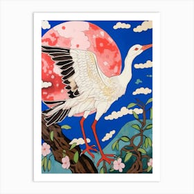 Maximalist Animal Painting Stork Art Print