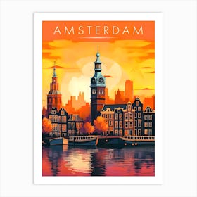 Amsterdam Retro Travel Art Print