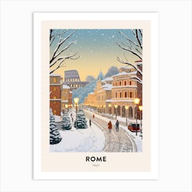 Vintage Winter Travel Poster Rome Italy 3 Art Print