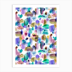 Spring Watercolor Blue Pink Gold Art Print