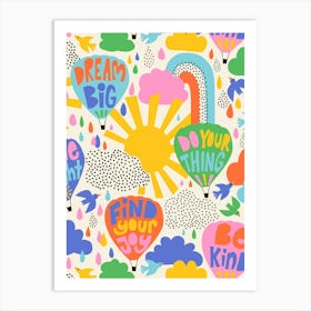Cute Hot Air Ballons Colorful Happy Kids Art Print