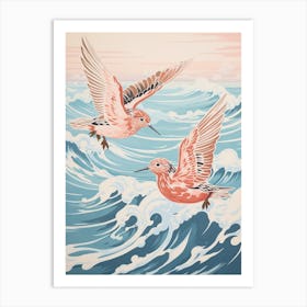 Vintage Japanese Inspired Bird Print Dunlin 2 Art Print