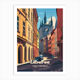 Liberec Czech Republic Streetview Travel Art Illustration Art Print