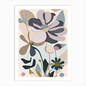 Anemone Wildflower Modern Muted Colours Art Print