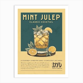 Mint Julip Classic Cocktail Art Print