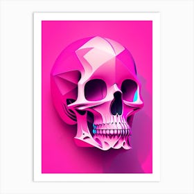 Skull With Abstract Elements 3 Pink Pop Art Art Print