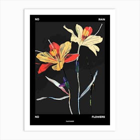 No Rain No Flowers Poster Flax Flower 1 Art Print