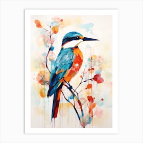 Bird Painting Collage Kingfisher 2 Art Print