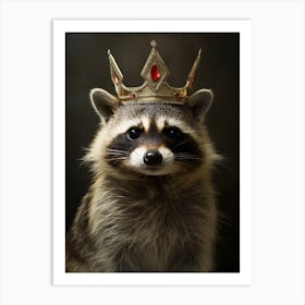Vintage Portrait Of A Honduran Raccoon Wearing A Crown 3 Art Print