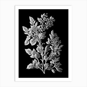 Thyme Leaf Linocut 3 Art Print