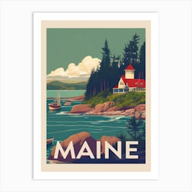 Maine Vintage Travel Poster Art Print