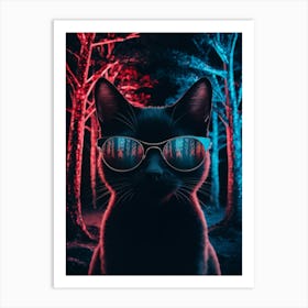 Black Cat In Sunglasses Art Print