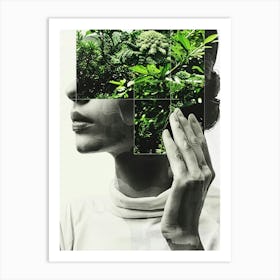 Portrait Of A Woman With Plants Art Print