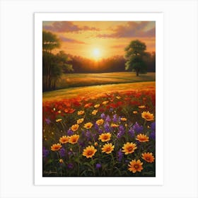 Sunset In The Meadow 36 Art Print