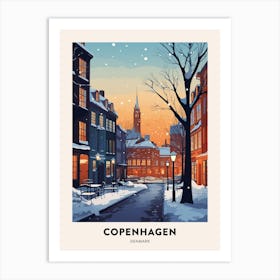 Winter Night  Travel Poster Copenhagen Denmark 5 Art Print