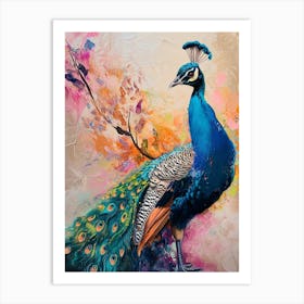 Peacock Brushstrokes 2 Art Print