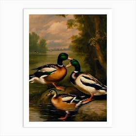 Mallard Ducks Wall Art Above Tv Art Print