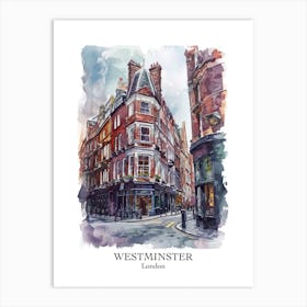 Westminster London Borough   Street Watercolour 3 Poster Art Print