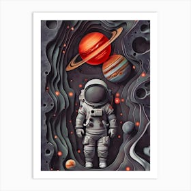 Astronaut In Space Art Print