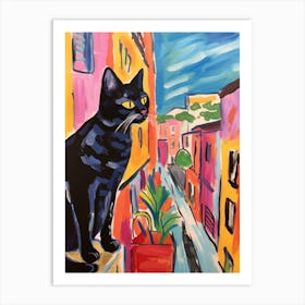 Painting Of A Cat In Genoa Italy Art Print