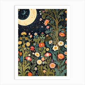 William Morris Moon And Flowers 19 Art Print