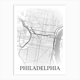 Philadelphia, Pennsylvania, United States, City Map, Black And White Fade Design 1 Poster