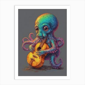 Octopus Playing Guitar 1 Art Print