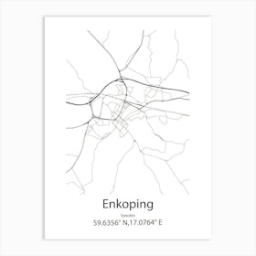 Enkoping,Sweden Minimalist Map Art Print