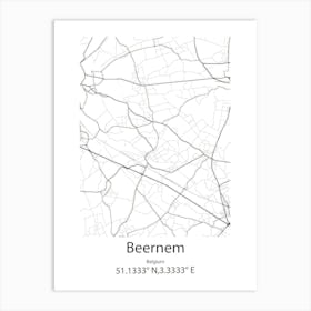 Beernem,Belgium Minimalist Map Art Print