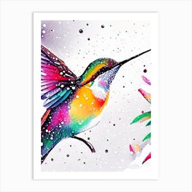 Hummingbird In Snowfall Marker Art 1 Art Print